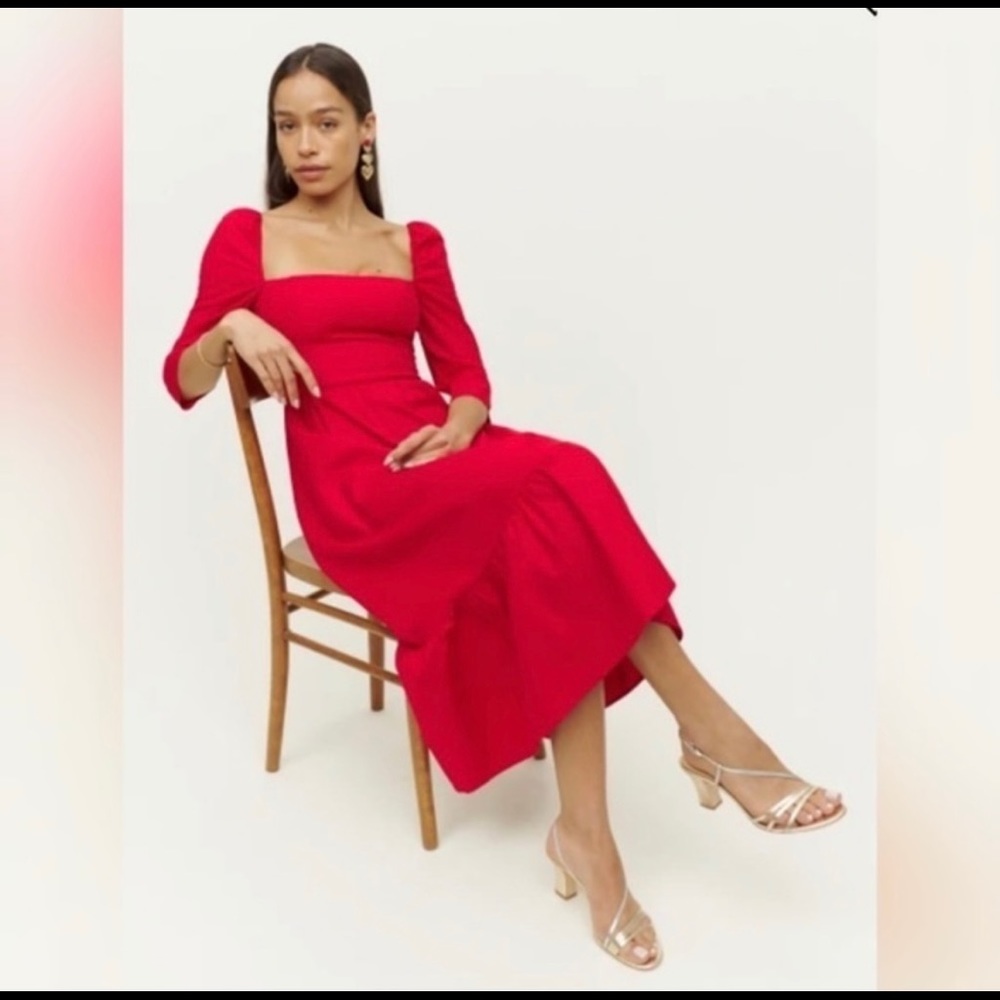 Reformation  Midi Ciprus Red Dress Size 8 B1467